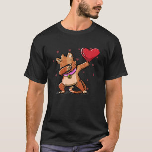 Camiseta Dabbing Cat Red Heart Dia de os namorados Engraçad