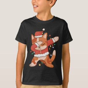 Camiseta Dabbing Cat Santa Hat - Feliz Natal
