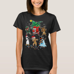 Camiseta Dabbing Christmas Papais noeis Elf Reindeer and Fr