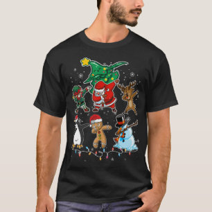 Camiseta Dabbing Christmas Papais noeis Elf Reindeer and Fr
