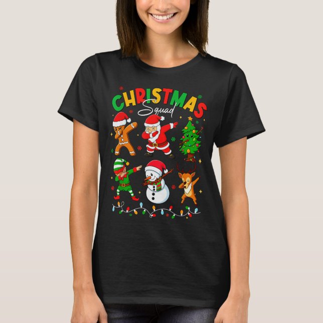 Camiseta Dabbing Christmas Squad Santa Elf Family Matching  (Frente)