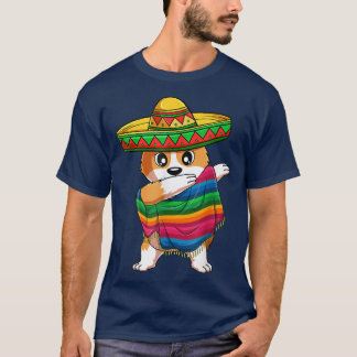 Camiseta Dabbing Corgi Dog mexicano Poncho Sombrero Cinco d