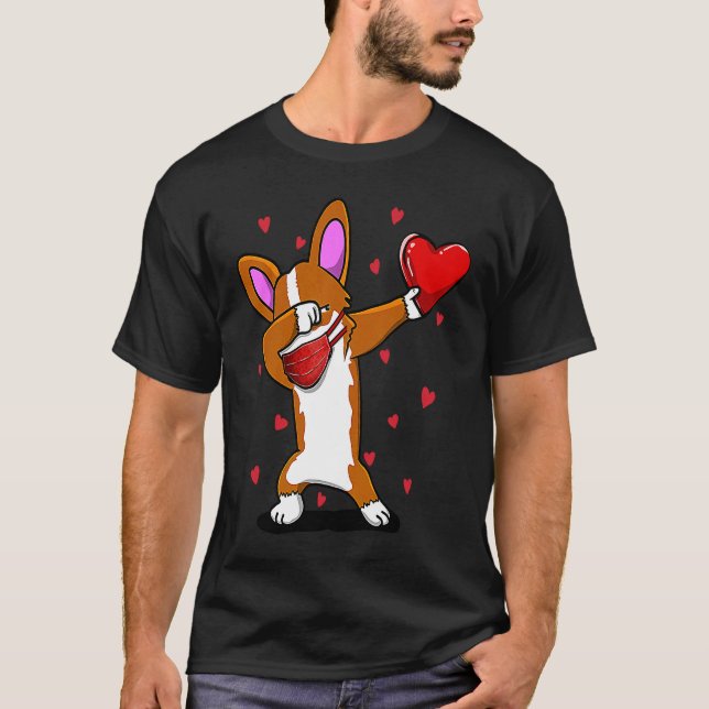 Camiseta Dabbing Corgi Veste presentes na máscara de rosto  (Frente)