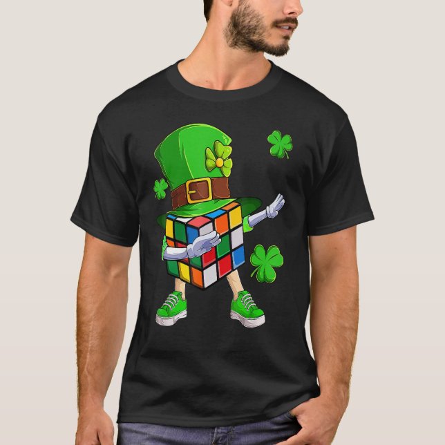 Camiseta Dabbing Cube Speed Cubing Math Quebra-cabeça Patri (Frente)