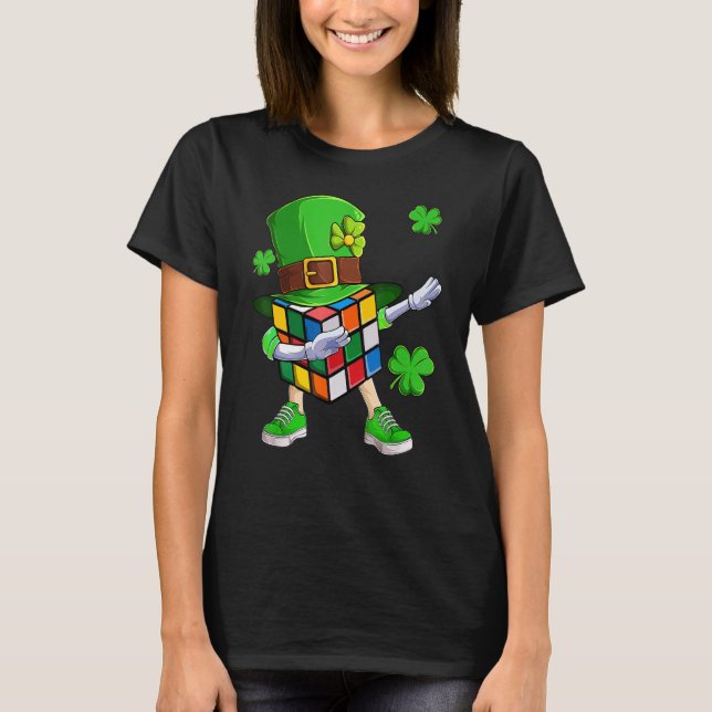 Camiseta Dabbing Cube Speed Cubing Math Quebra-cabeça Patri (Frente)