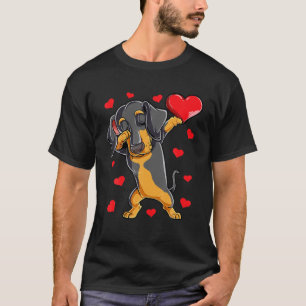 Camiseta Dabbing Dachshund Heart Dia de os namorados Gifs M