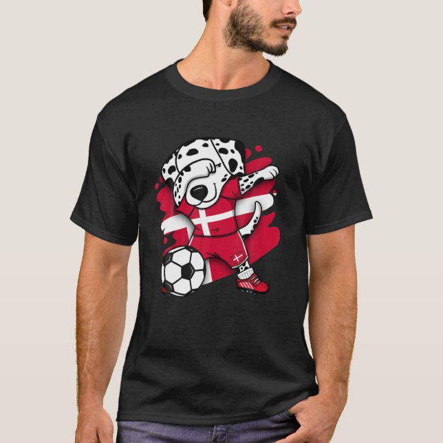 Camiseta Dabbing Dalmaciano Dinamarca Soccer Fans Jersey (Frente)