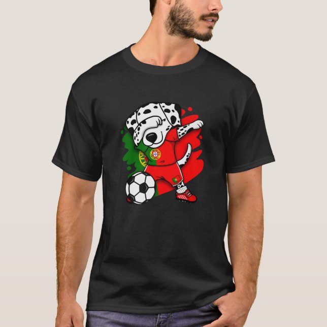 Camiseta Dabbing Dalmatian Portugal Soccer Fans Jersey Foot (Frente)
