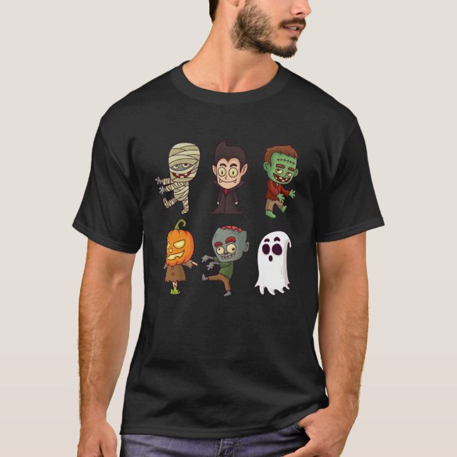 Camiseta Dabbing Dancing Halloween Monsters  boys girls (Frente)
