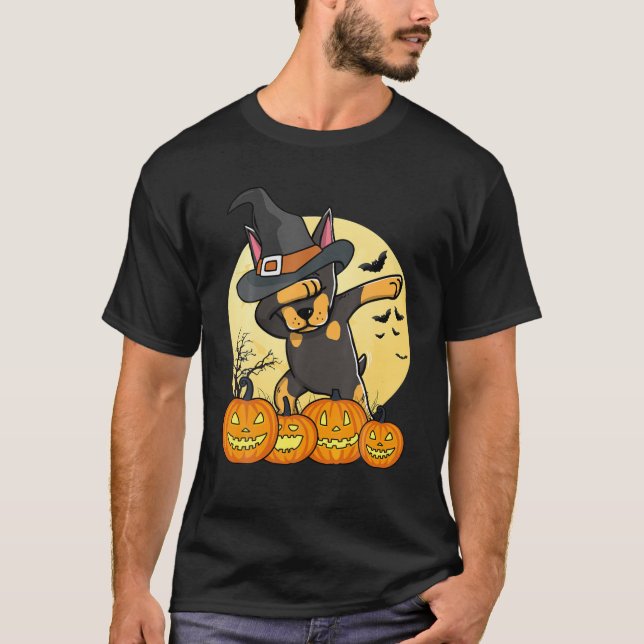 Camiseta Dabbing Doberman Dab Dance Engraçado Cachorro Hall (Frente)