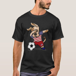 Camiseta Dabbing Dog America Soccer Fans Jersey USA Flag Fo