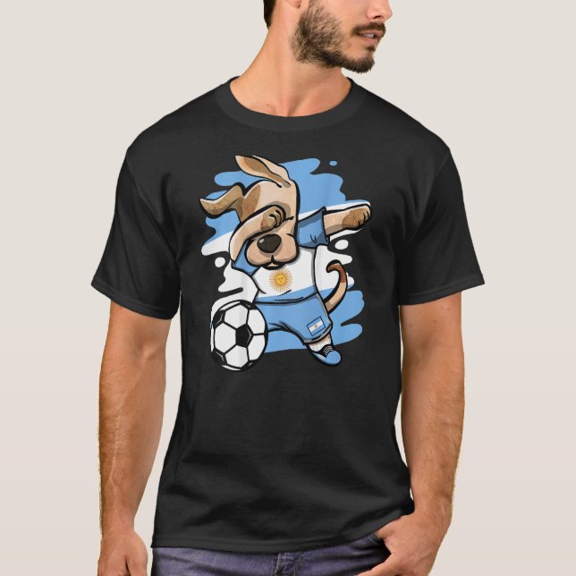 Camiseta Dabbing Dog Argentina Soccer Fans Argentinian Flag (Frente)