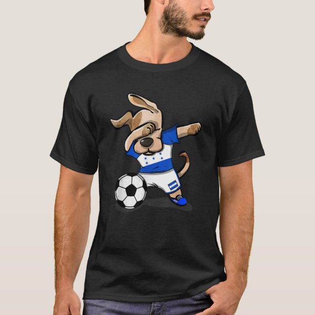 Camiseta Dabbing Dog Honduras Soccer Honduran Flag Football (Frente)