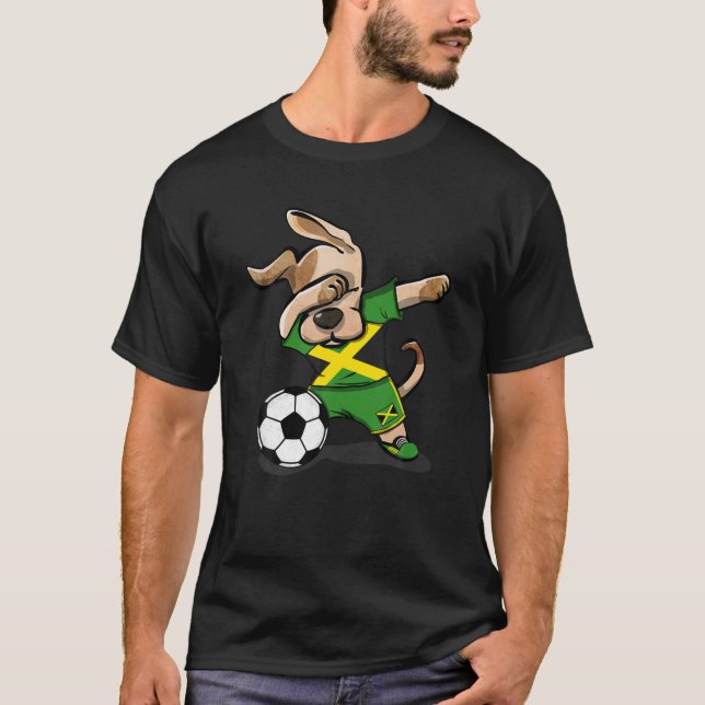 Camiseta Dabbing Dog Jamaica Soccer Fans Jersey Jamaican Fo (Frente)