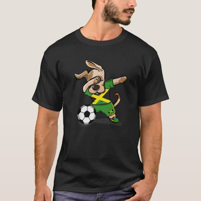 Camiseta Dabbing Dog Jamaica Soccer Fans Jersey Jamaican Fo (Frente)