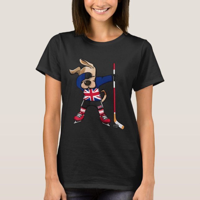 Camiseta Dabbing Dog United Kingdom Ice Hockey Fans Jersey  (Frente)
