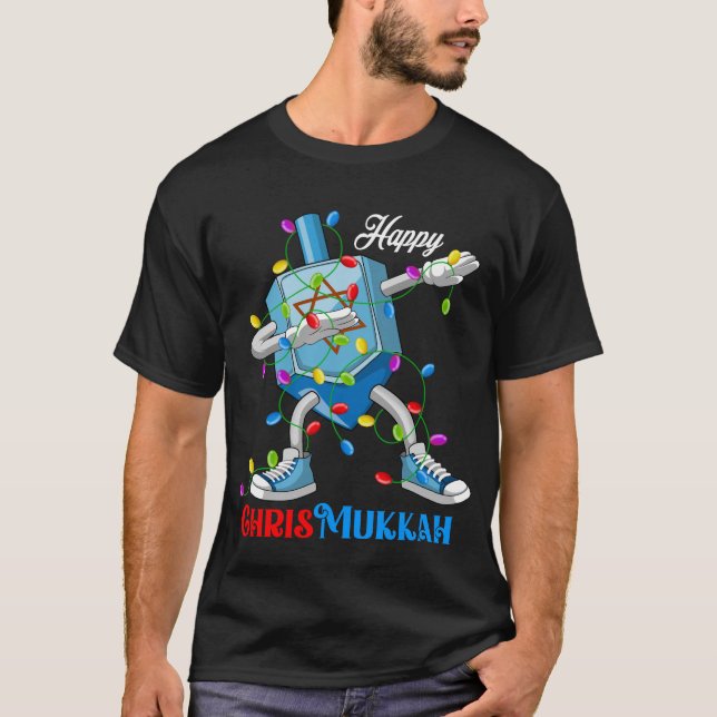 Camiseta Dabbing Dreidel Feliz Natal e Feliz Hanukkah (Frente)