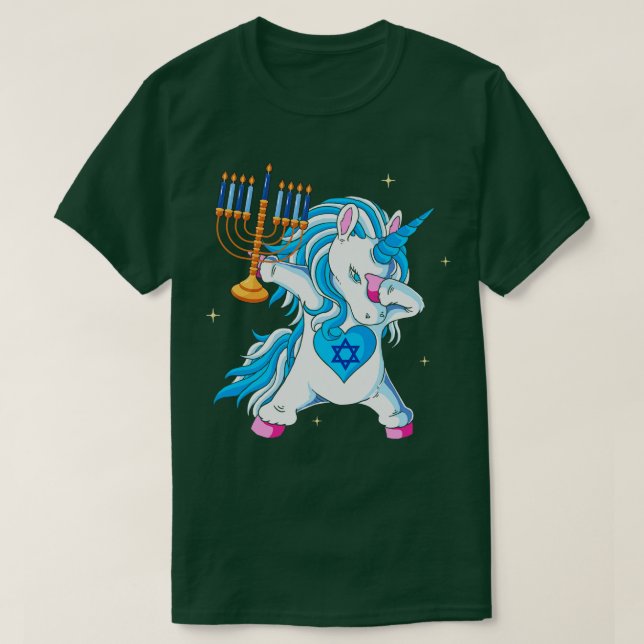 Camiseta Dabbing Dreidel Hanukkah dançando Chanukah Kids Gi (Frente do Design)