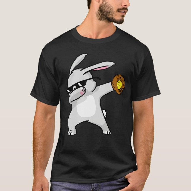 Camiseta Dabbing Easter Bunny Kids Softball Dab Dance (Frente)