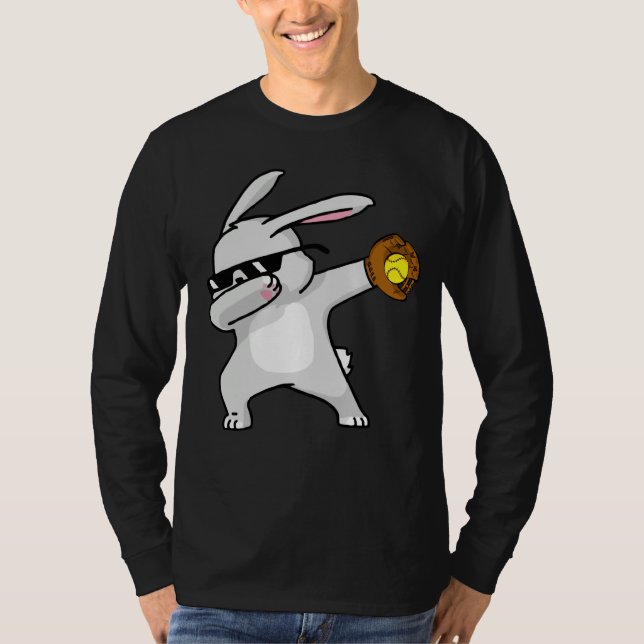 Camiseta Dabbing Easter Bunny Kids Softball Dab Dance (Frente)
