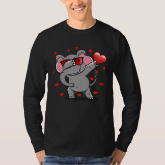 Camiseta Dabbing Elephant Sunglasses Valentine s Day Heart