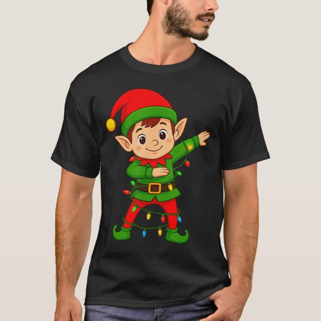Camiseta Dabbing Elf Shirt Costume Christmas Squad Men Boy  (Frente)