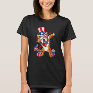 Camiseta Dabbing English Bulldog 4 De Julho Men Usa Flag
