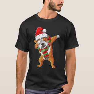 Camiseta Dabbing English Bulldog Papais noeis de Natal Para