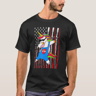 Camiseta Dabbing Fisheries Unicorn Funny American Flag Cute
