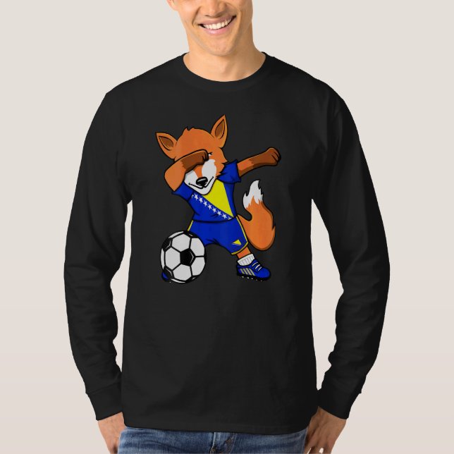Camiseta Dabbing Fox Bósnia Herzegovina Soccer Fans Jersey (Frente)
