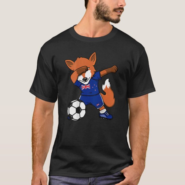 Camiseta Dabbing Fox New Zelândia Soccer Fans Jersey (Frente)