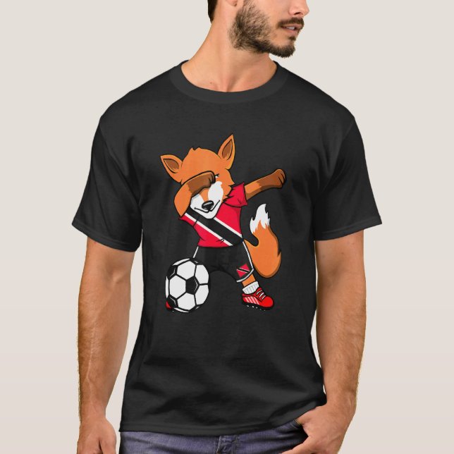 Camiseta Dabbing Fox Trinidad E Tobago Soccer Fans Jersey (Frente)