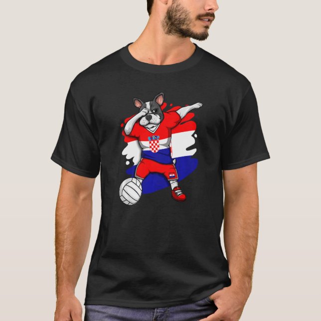 Camiseta Dabbing French Buldogue Croácia Voleibol Fan Jers (Frente)