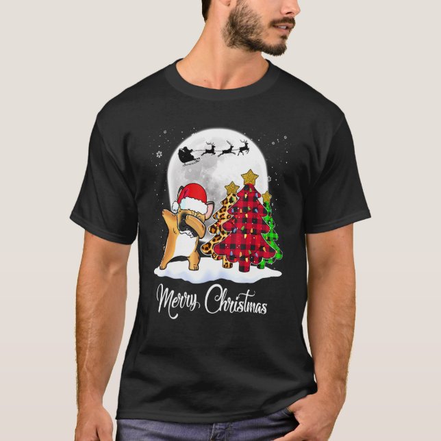 Camiseta Dabbing French Buldogue Dab Dog Christmas Tree Xma (Frente)