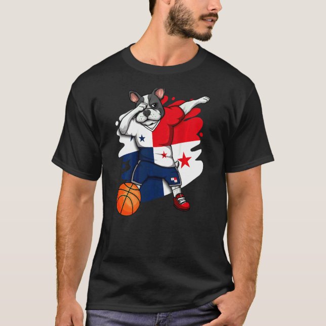 Camiseta Dabbing French Buldogue Panamá Basquete Fan Jerse (Frente)