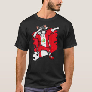 Camiseta Dabbing French Buldogue Peru Soccer Fans Jersey Fo