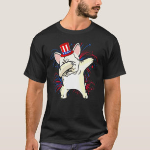 Camiseta Dabbing French Bulldog Patriótico 4 De Julho