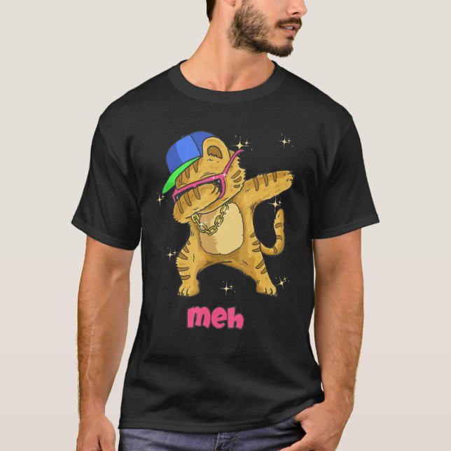 Camiseta Dabbing Funny Meh Cat Dab Para Rapazes De Gato (Frente)