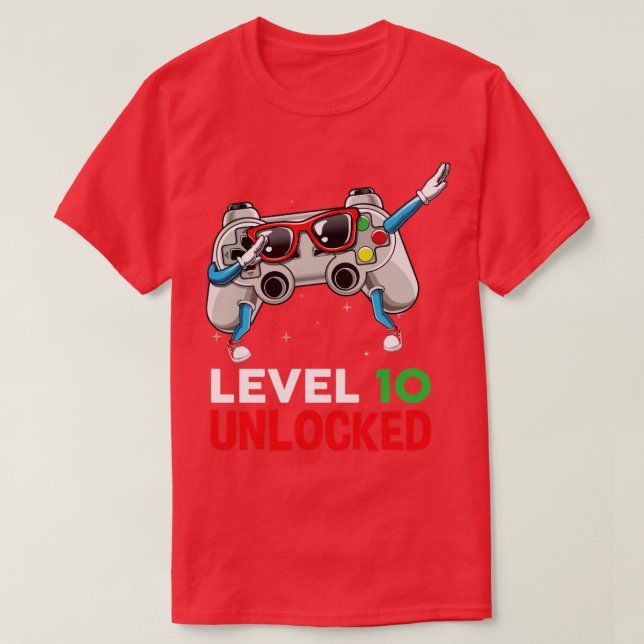 Camiseta Dabbing Gaming controller video gamer age 10 anos (Frente do Design)