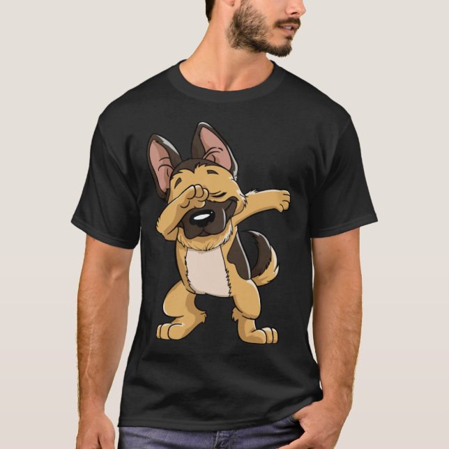 Camiseta Dabbing German Shepherd Dog   Boys Kids Dab Dance (Frente)