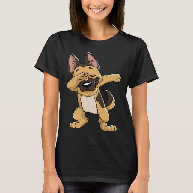 Camiseta Dabbing German Shepherd Dog   Boys Kids Dab Dance (Frente)
