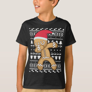 Camiseta Dabbing Gingerbird Man Ugly Christmas Sweater