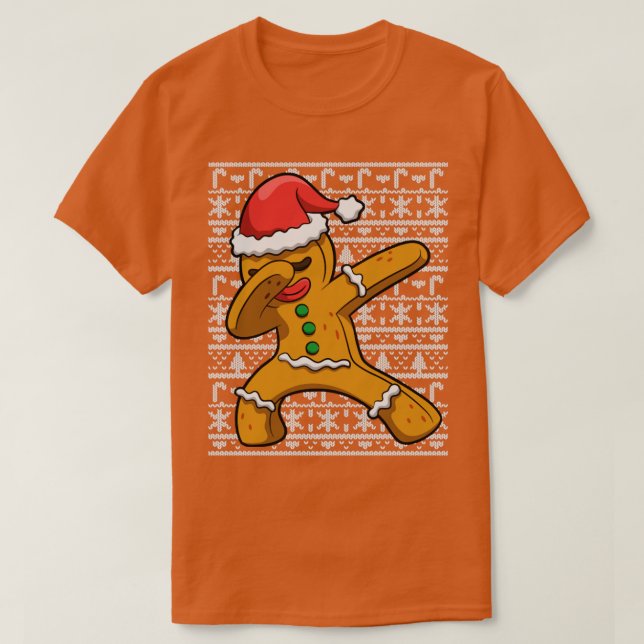 Camiseta Dabbing Gingerbird Man Ugly Christmas Sweater (Frente do Design)