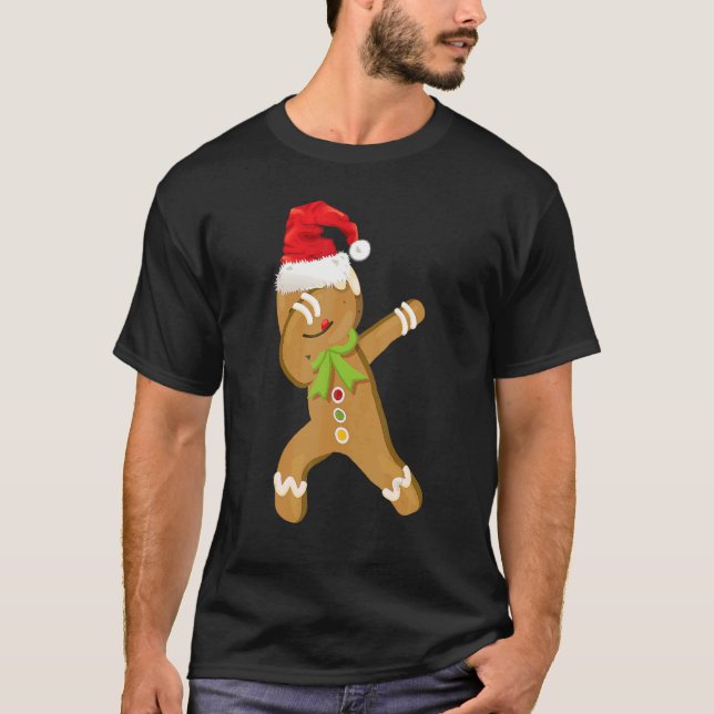 Camiseta Dabbing Gingerpão Natal Pajama Santa Hat Kid (Frente)