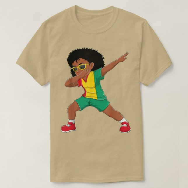 Camiseta Dabbing Girl Guineans Guinea Flag Kids Dab Dance  (Frente do Design)