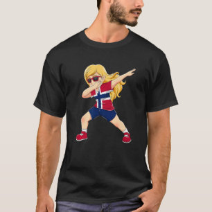 Camiseta Dabbing Girl Norueguês Norway Flag Kids Dance