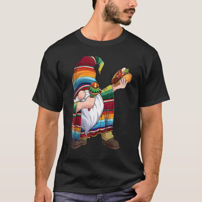 Camiseta Dabbing Gnome Cinco De Mayo Taco Poncho Serape Boy (Frente)
