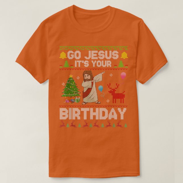Camiseta Dabbing Go Jesus Its Your Birthday Merry Christmas (Frente do Design)
