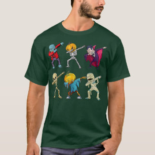 Camiseta Dabbing Halloween Boys Kids Skeleton Zombie Pumpki