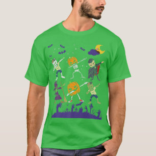 Camiseta Dabbing Halloween Boys Skeleton Zombie Scary Pumpk